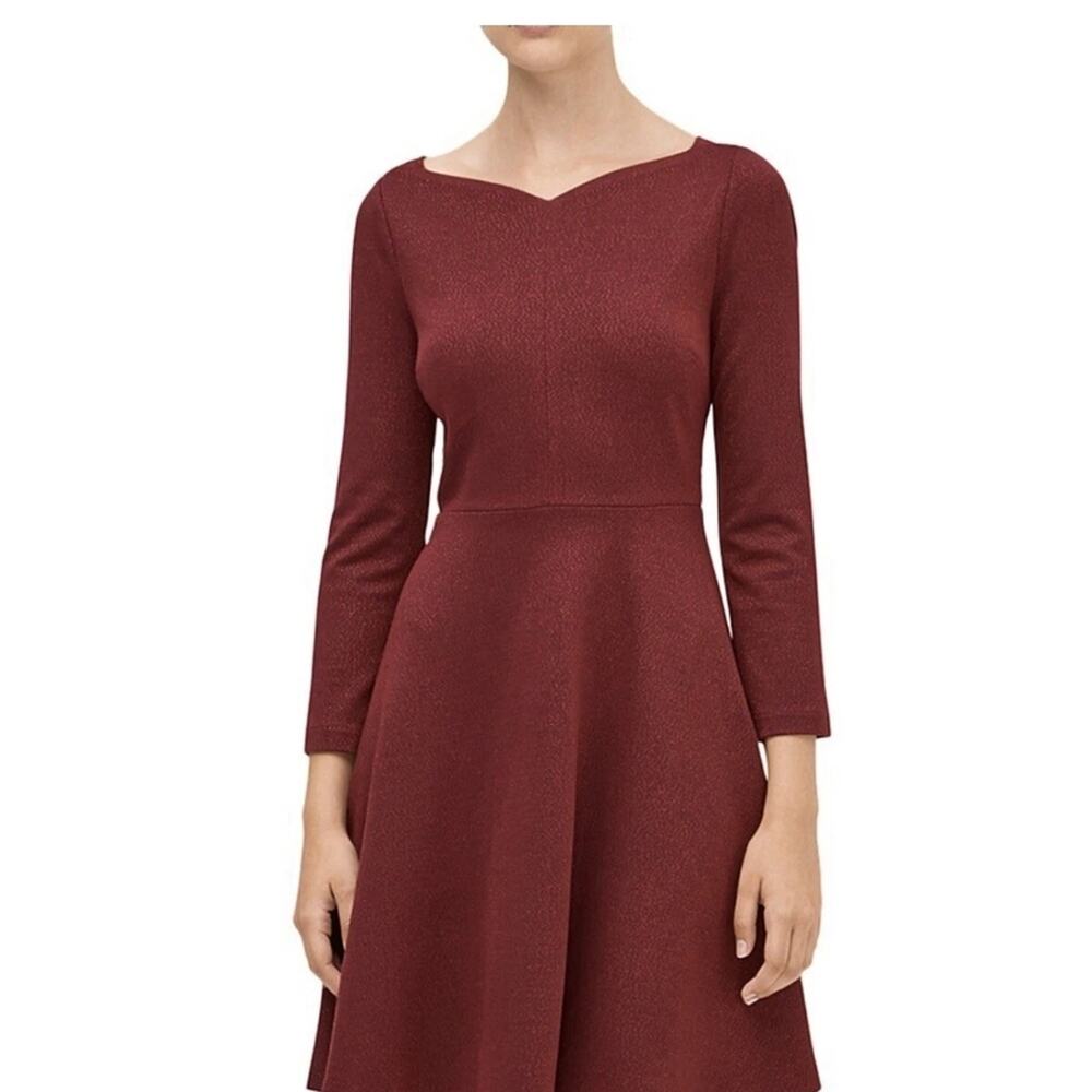 Kate Spade Mission Fig Red Sparkle 3/4 Sleeve Dress - 4